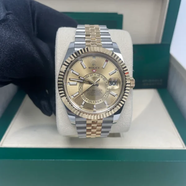 Rolex Sky-Dweller 326933 - 42MM Two-Tone Stainless Steel - Yellow Gold Champagne Index Dial -Jubilee Bracelet 2021