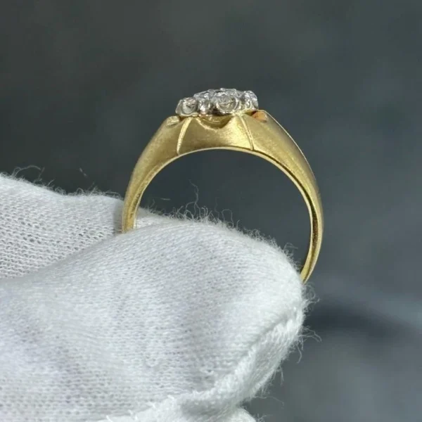 14k Yellow Gold & Diamonds Round Rolex Design Cluster Halo Band Ring Size 10