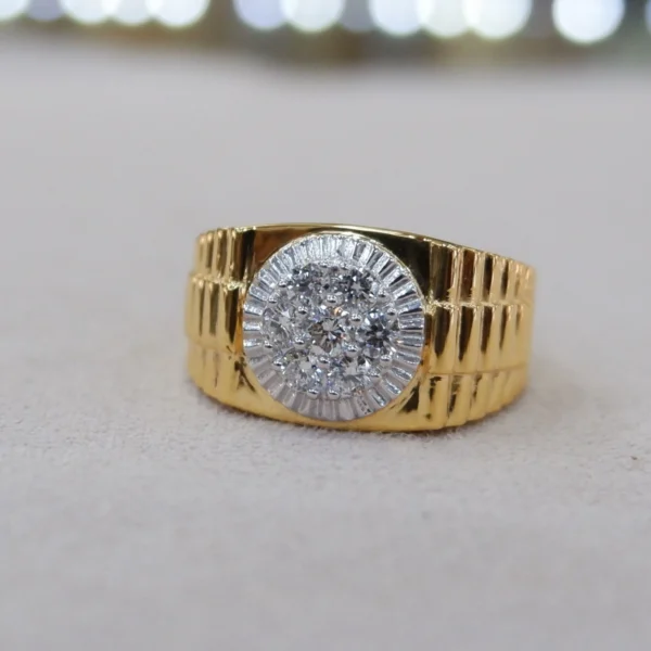 Brand New Men’s Sterling Silver 925 Iced-Out Rolex Style Signet Ring – Diamond Look Statement Ring (6-14)