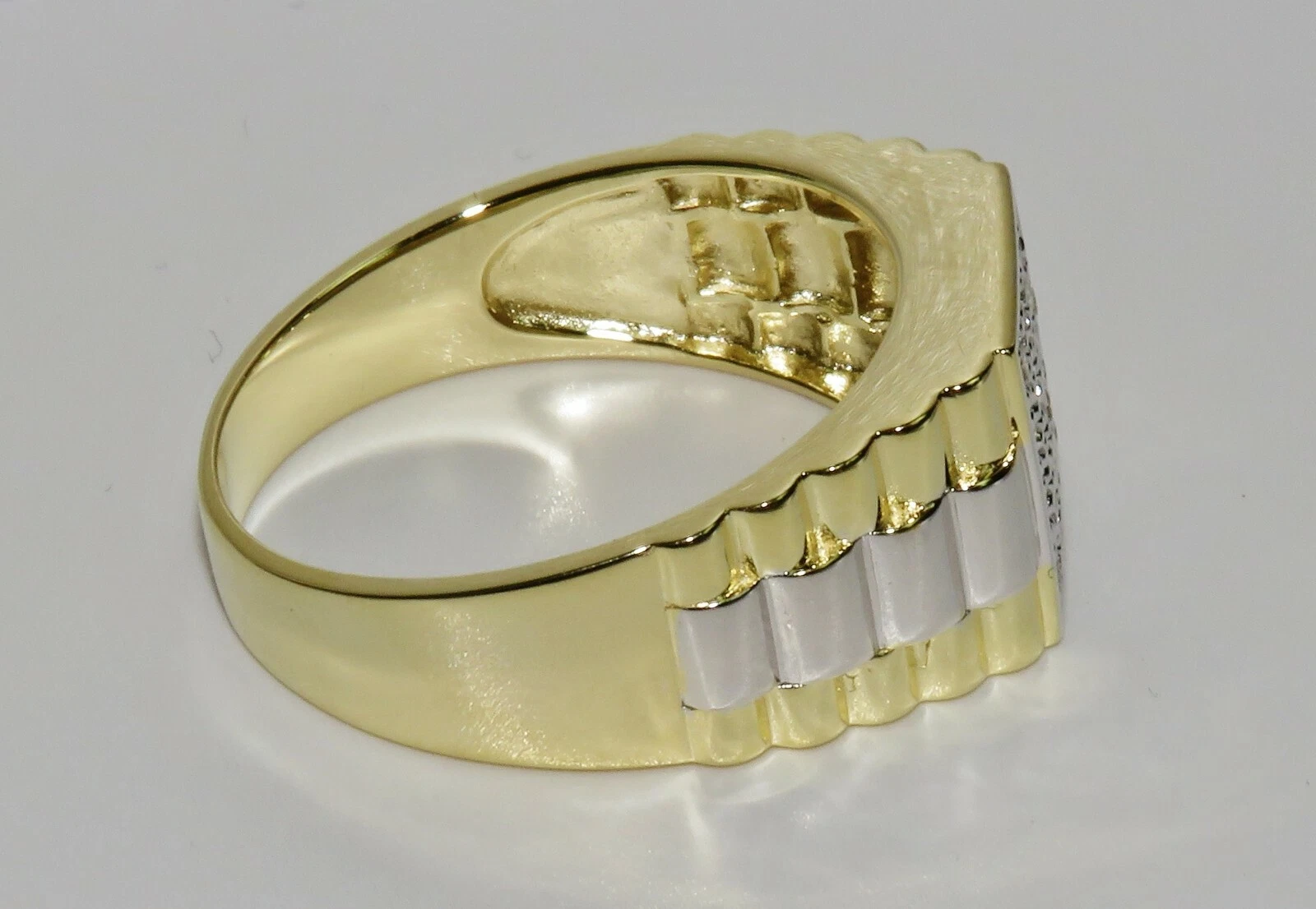 new-9ct-yellow-gold-on-silver-mens-simulated-diamond-rolex-ring-sizes-7-14 9ct-yellow-gold-on-silver-mens-simulated-diamond-rolex-ring-sizes-7-14