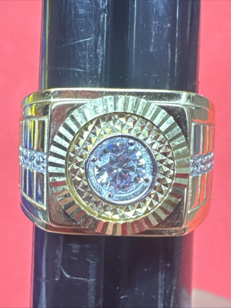 preowned-925-sterling-silver-mens-rolex-head-ring-gold-plated-signed-bs